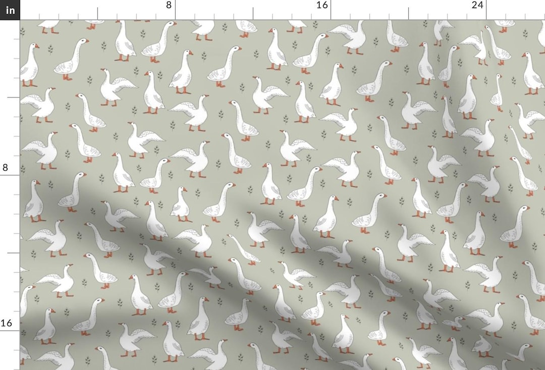 Geese Fabric Geese // Gray Gender Neutral Farm Animals by
