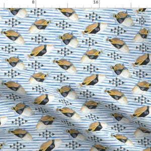 Watercolor Fish Fabric - Watercolor Humu Stripe With Triangles On White By Kolekine - Watercolor Cotton Fabric by the Yard With Spoonflower