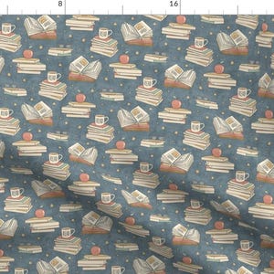 Reading Fabric - Stacks Of Books by moonpuff - School Teacher Reading Books Student Library Nerdy Literary Fabric by the Yard by Spoonflower