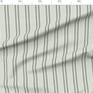 Sage Green Stripe Extra Wide Sateen Fabric- Sage Stripe by danika_herrick - Ticking Preppy Cottagecore Fabric By The Yard by Spoonflower