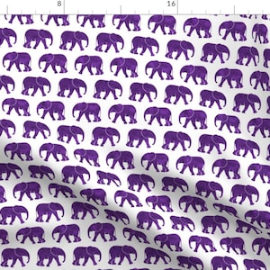 Purple Elephants Walking Fabric - Baby Elephants - Dark Purple By Littlearrowdesign - Elephants Cotton Fabric By The Yard With Spoonflower