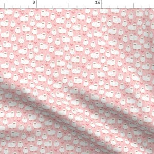 Tiny Pink Sheep Love Fabric - Sheep'S Dreams. Small Scale. By Magicforestory - Sheep Illustration Cotton Fabric By The Yard With Spoonflower