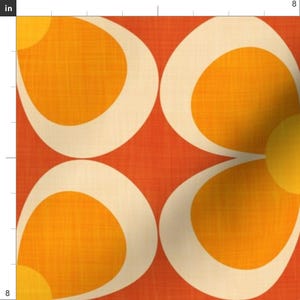 Retro Apparel Fabric - 70s Floral Large by bobbieval - Bright Floral 1970s 1960s Groovy Mcm Mod Floral Orange Clothing Fabric by Spoonflower image 3