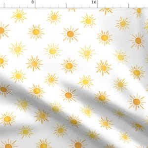 Sun Fabric - Sunshine - Angelina Maria Designs by angelinamariadesigns - Whimsical Watercolor Bright Sunny Fabric by the Yard by Spoonflower