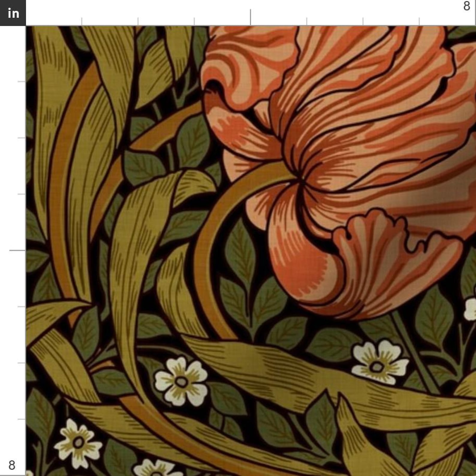 Art Nouveau Floral Fabric - Pimpernel by William Morris by Utart ...