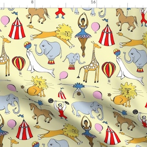 Retro Circus Fabric - Retro Circus Limited Color Palette Fabric Retro Circus By Pookeek - Circus Cotton Fabric By The Yard With Spoonflower