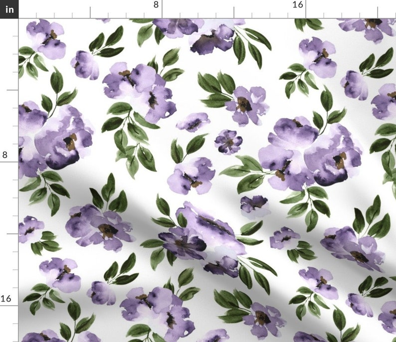 Purple Flowers Fabric Ultra Violet Flowers Large by Etsy