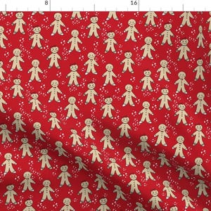 Gingerbread Fabric - Gingerbread Cookies Christmas Fabric Holiday Foods Red By Andrea Lauren - Holiday Cotton Fabric Yard With Spoonflower