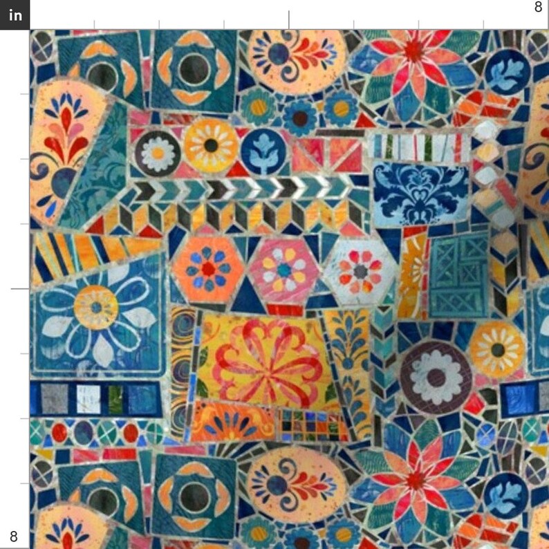 Traditional Spanish Tiles Fabric Gaudi Style Mosaic Tiles by Etsy