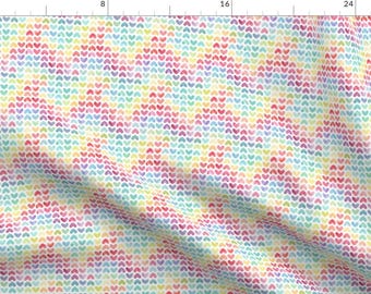 Rainbow Hearts Watercolor Fabric - Rainbow Hearts // Extra Small By Hipkiddesigns - Rainbow Cotton Fabric By The Yard With Spoonflower