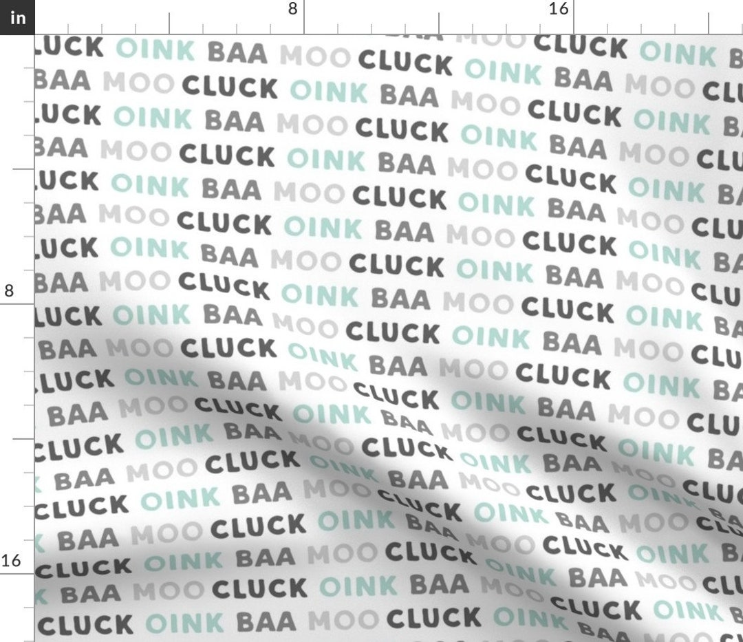 Animal Fabric Oink Baa Moo Cluck Dark Mint and Grey by - Etsy Animal Fabric Oink Baa Moo Cluck Dark Mint and Grey by - Etsy