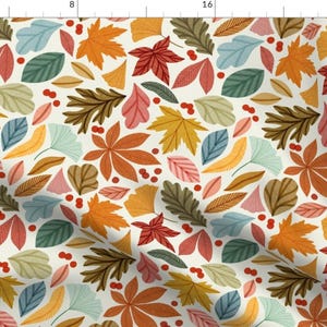 Colorful Autumn Fabric - Bright Autumn Leaves By Ehpopoki - Autumn Season Earth Tones Warm Leaves Cotton Fabric By The Yard With Spoonflower