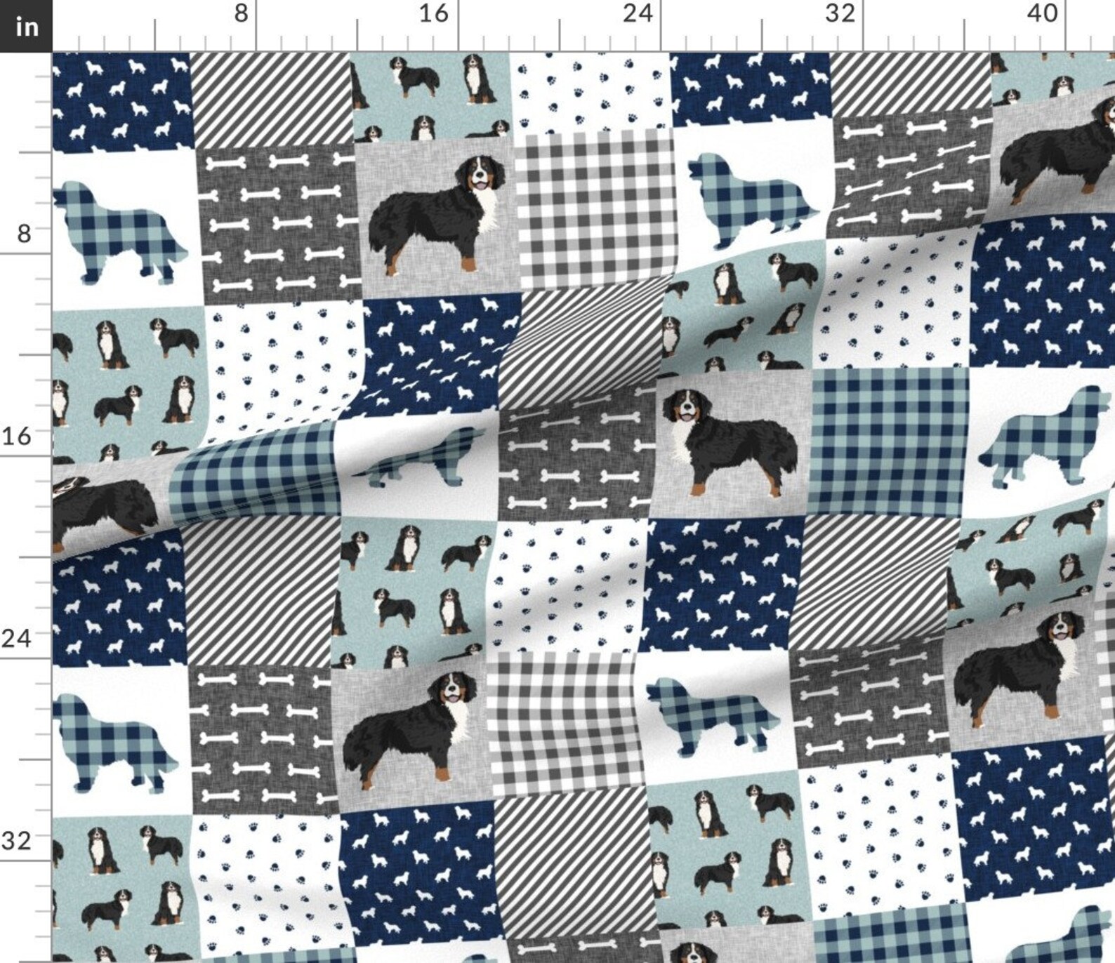 Bernese Mountain Dog Fabric Bernese Mountain Dog Pet Quilt B Etsy