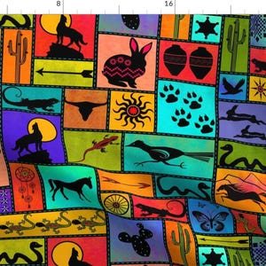 Western Fabric - Southwest Cheater Quilt By Bags29 - Southwestern Animals Baby Nursery Children Cotton Fabric By The Yard With Spoonflower