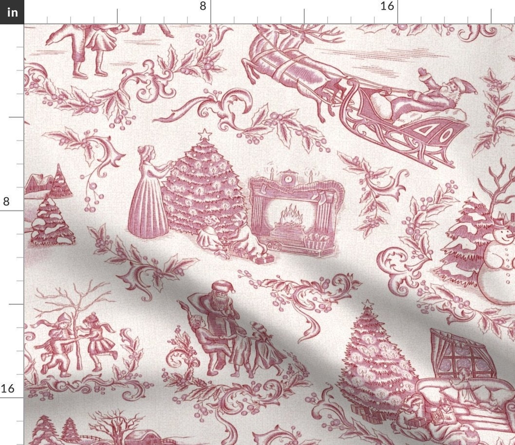 Bouvier Red Toile Fabric by the Yard