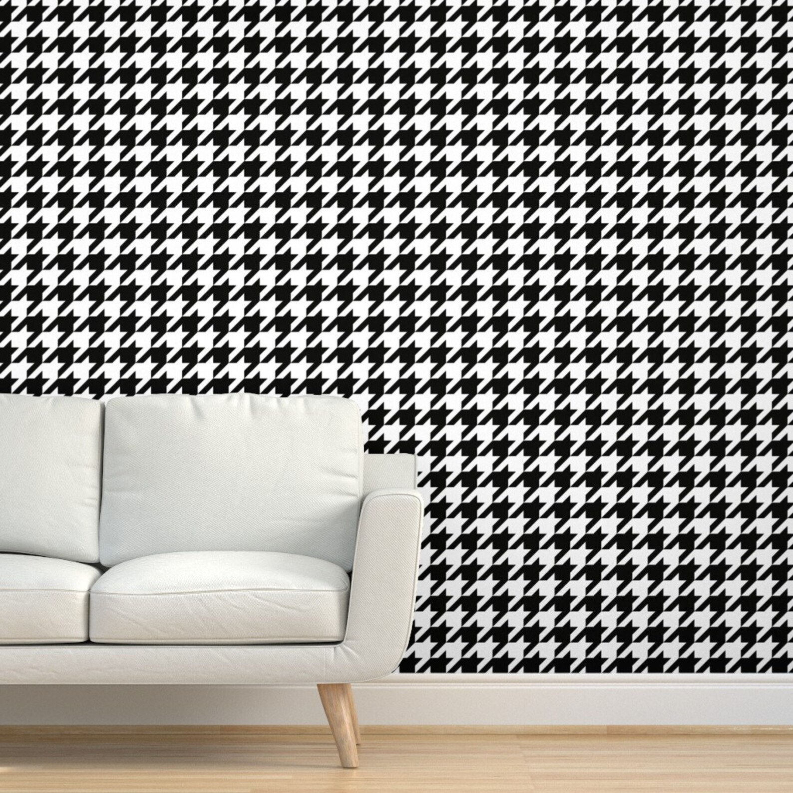 Houndstooth Wallpaper Black White Houndstooth by - Etsy