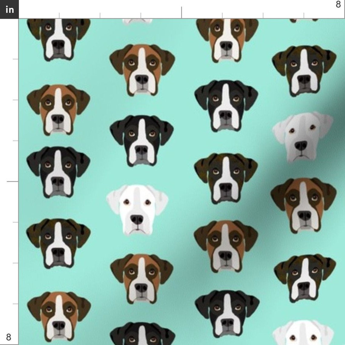 Aqua Boxer Dog Fabric Boxer Dog Fabric by Petfriendly Etsy