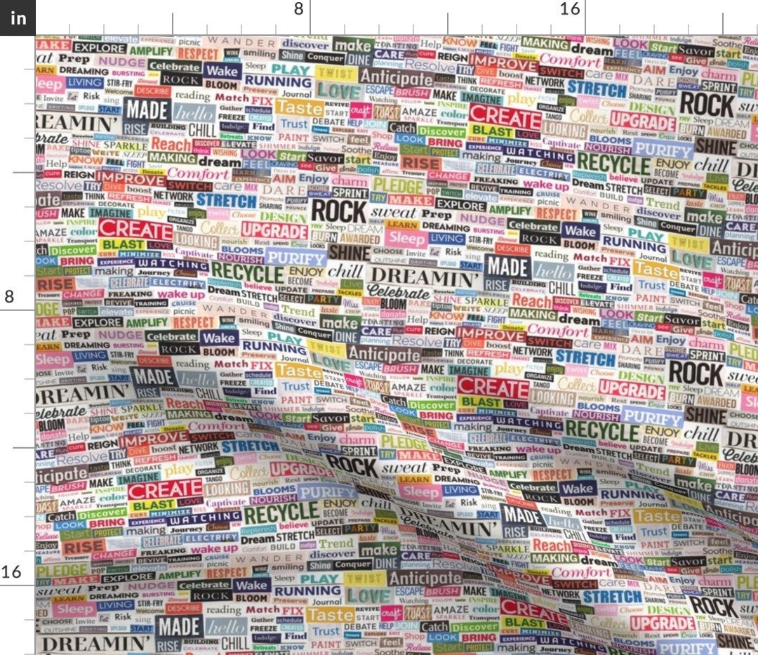 Words Fabric Ransom Note fullcolor Verbs Collage Words Etsy