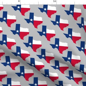 Texas Fabric - Texas Pride By Robyriker - Texas Map Red White Blue Gray Patriotic Americana Map Cotton Fabric By The Yard With Spoonflower