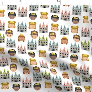 Princess Fabric - Princesses And Castles By Mintparcel - Princess Fairytale Baby Girl Nursery Cotton Fabric By The Yard With Spoonflower
