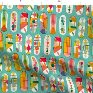 Midcentury Fabric - Skateboards By Ceciliamok - Midcentury Retro Atomic Summer Tropical Boards Cotton Fabric By The Yard With Spoonflower