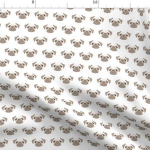 Pug Puppy Fabric - Pugs - Brown And White By Lilcubby - Pug Face Dog Puppy Doggy Pet Cute Cotton Fabric By The Yard With Spoonflower
