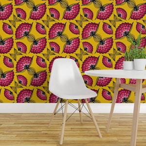 African Floral Peel and Stick Wallpaper - Bright Vibrant Afrocentric Abstract - Removable Wall Decor Art - African Art by thewellingtonboot