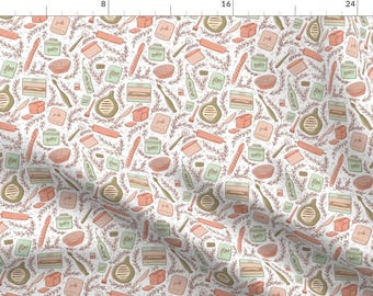 Baking Fabric - Bread Making  by scarlet_soleil - Pastel Dough Flour Kitchen Cooking Baguette Rolling Pin Fabric by the Yard by Spoonflower