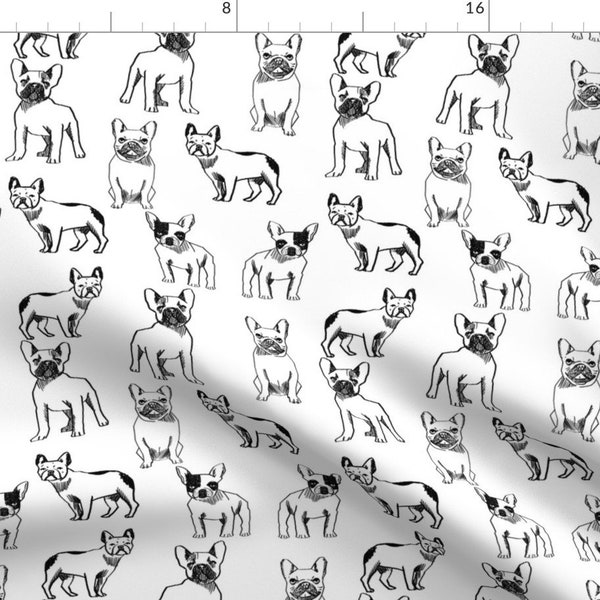 French Bulldog Fabric - French Bulldog Black And White Dog By Andrea Lauren - Frenchie Pet Puppy Cotton Fabric by the Yard with Spoonflower