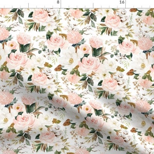 Magnolia Flowers Fabric - Vintage Magnolia Florals White By Hipkiddesigns - Watercolor Blossoms Cotton Fabric By The Yard With Spoonflower