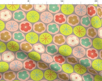Modern Cherry Blossom Fabric - Cherry Blossom Dots - Big By Studiojenny - Modern Cherry Blossom Cotton Fabric By The Yard With Spoonflower