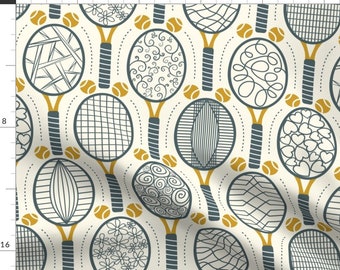 Modern Tennis Fabric - Tennis Racket Renaissance by anzela - Elegant Sporty Chic Sports Abstract Lines Fabric by the Yard by Spoonflower