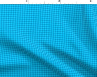 Gingham Bright Blue Checker Fabric - Bright Turquoise Gingham By Weavingmajor - Gingham Cotton Fabric By The Yard With Spoonflower