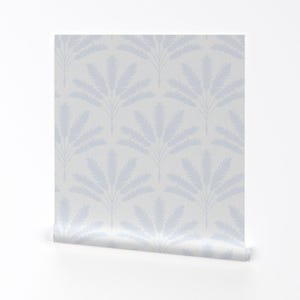 Abnehmbare Tapete - Tropische Monochrome Palme - Wanddekoration - Jakobsmuschel-Palme Blau by paper_starr