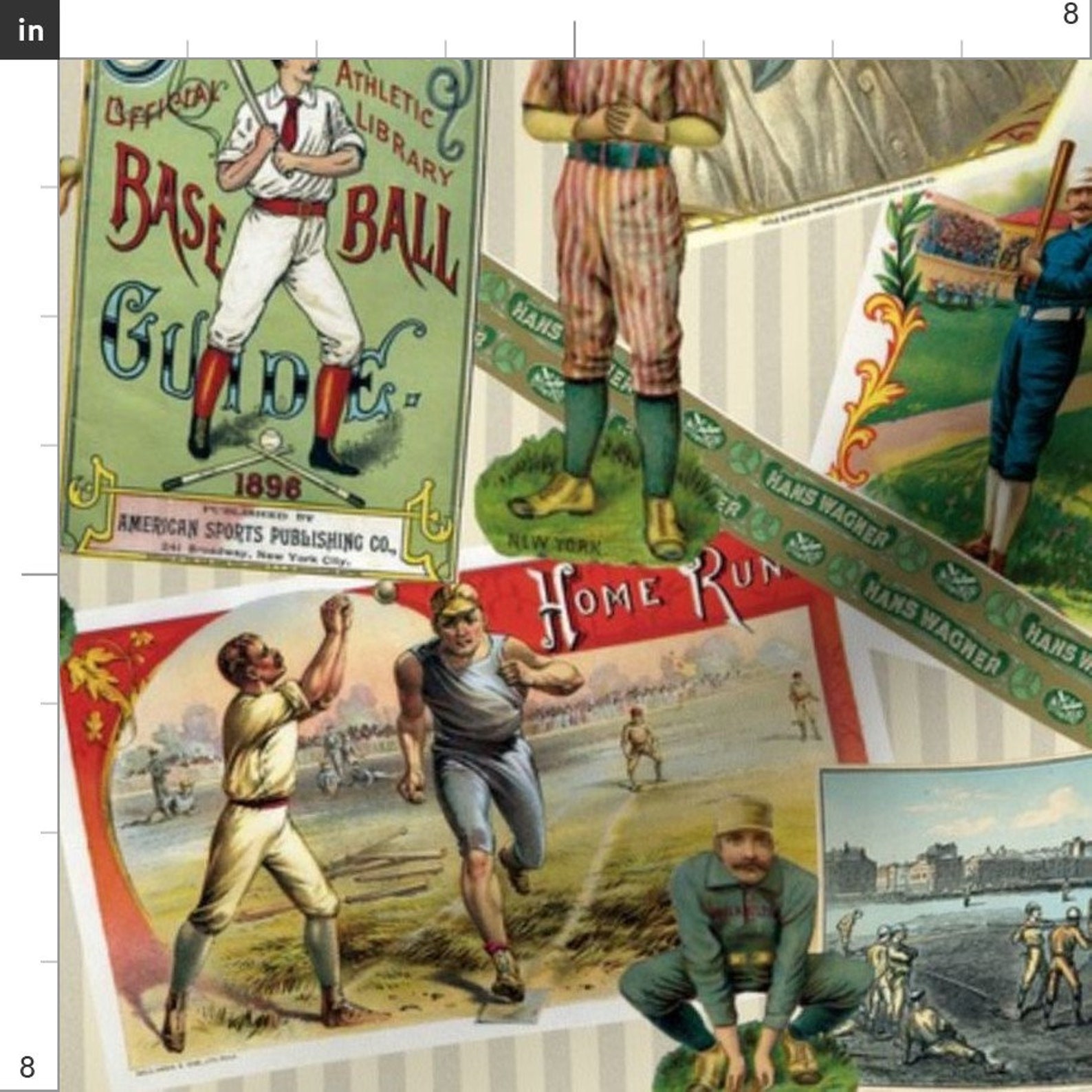 Vintage Baseball Fabric Vintage Baseball by Carolyn Grossman - Etsy