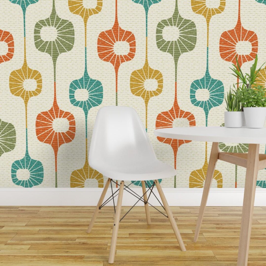 Multi-color Peel and Stick Wallpaper - Vintage Retro Stripes Faux ...
