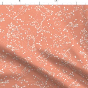 Blush Constellation Fabric - Constellations // Peach Blush Moon Stars By Andrea Lauren- Galaxy Cotton fabric by the yard with Spoonflower