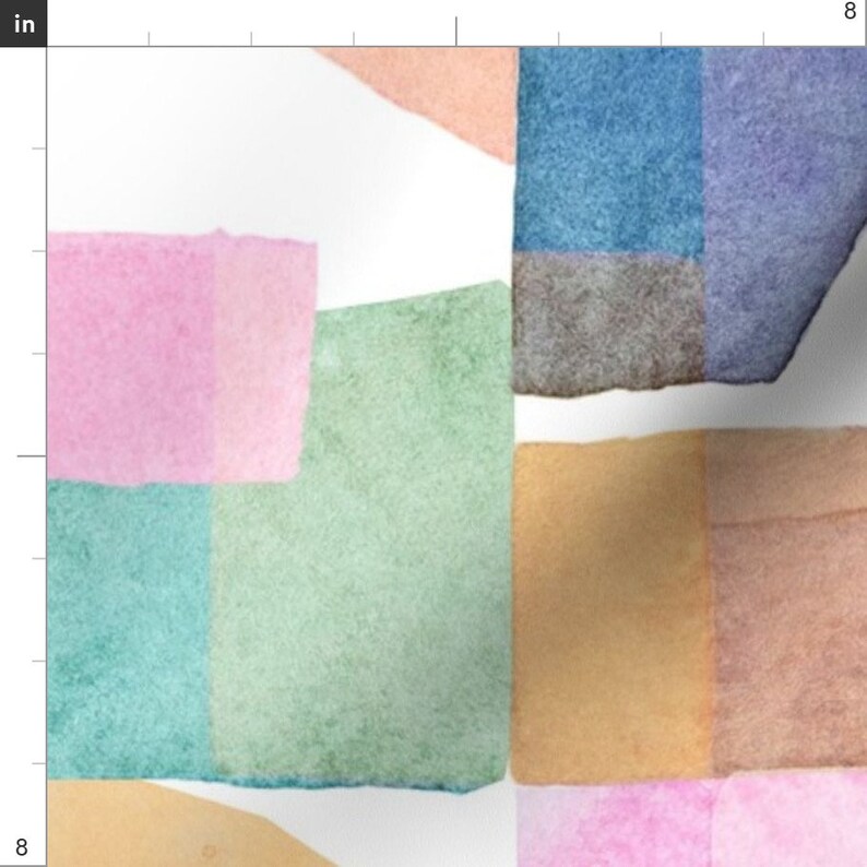 Pastels Fabric Watercolor Abstract Blocks By Tasiania Pink Etsy