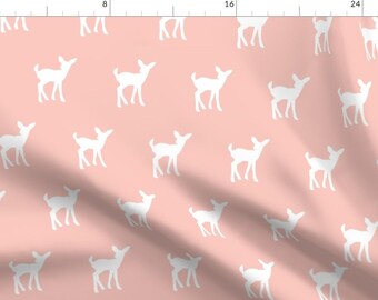 Fawn Fabric - Fawn // Pink By Littlearrowdesign - Woodland Baby nursery doe Cotton Fabric By The Yard With Spoonflower