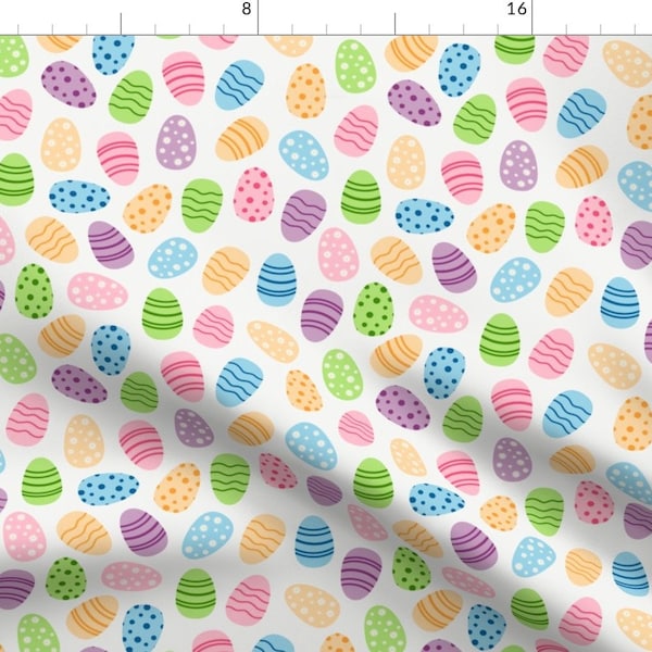 Bright Pastel Easter Fabric - Multi Colored Easter Eggs On Off White By Thecollectivelux - Easter Cotton Fabric By The Yard With Spoonflower