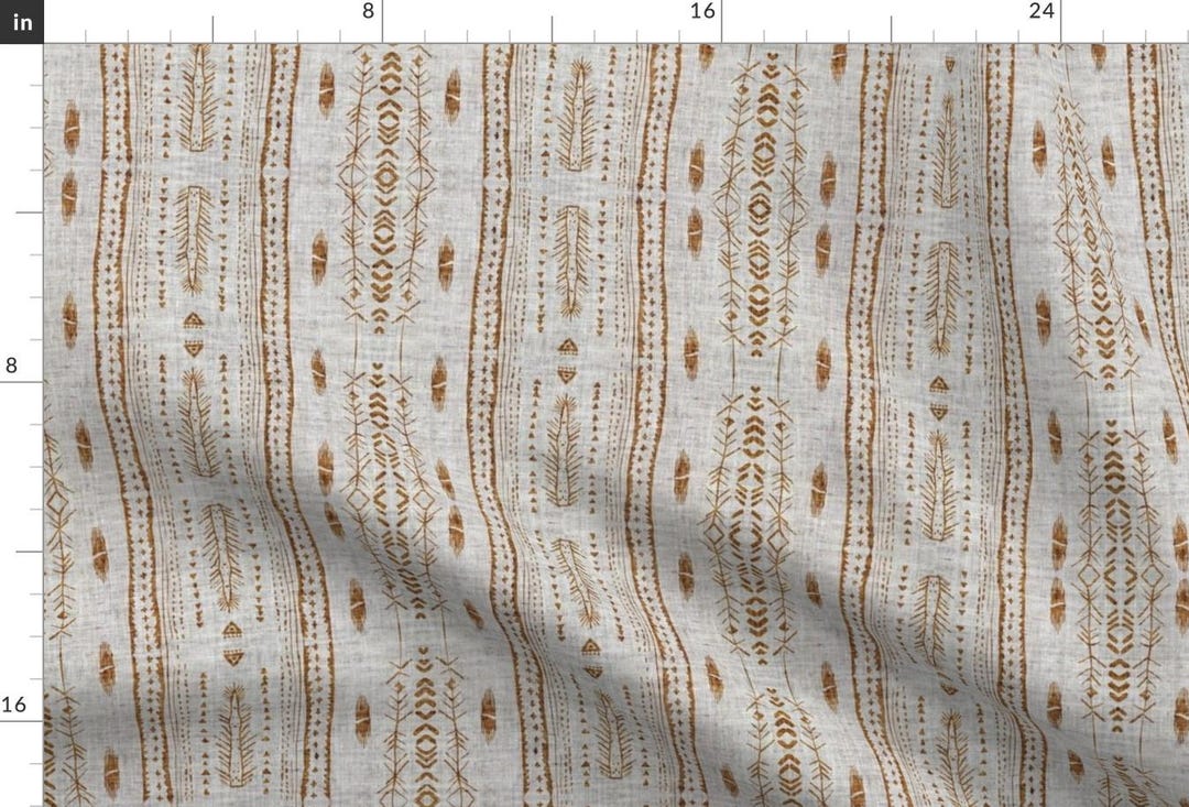 Stripes Brown Aztec Pattern Blue Fabric Atlantis Fleet mustard by ...
