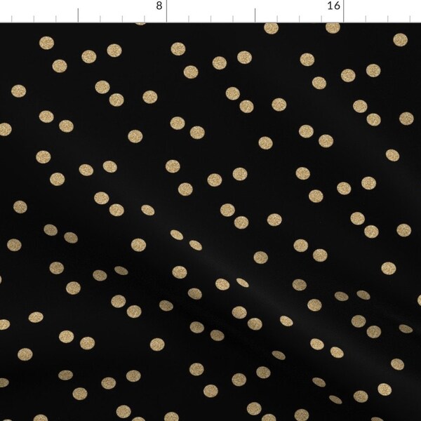 Faux Gold Glitter Fabric - Gold Glitter Scattered Polka Dots By Charlotte Winter - Gold Glitter Cotton Fabric By The Yard With Spoonflower