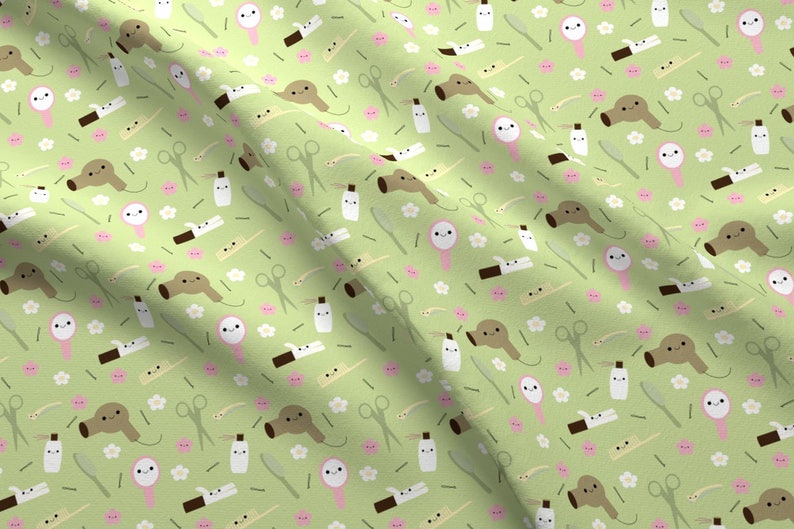 Beauty Salon Fabric Happy Hair Stylist Light Green By Etsy