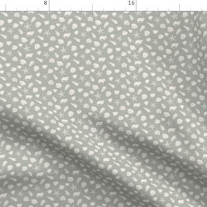 Tiny Scale Seashells Fabric - Micro Print Seashells On The Beach In Mineral Gray By Erin Kendal - Cotton Fabric By The Yard With Spoonflower