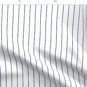 Pinstripe Fabric - Navy Pinstripe On White By Glimmericks - Navy Pinstripe White Modern Cotton Fabric By The Yard With Spoonflower