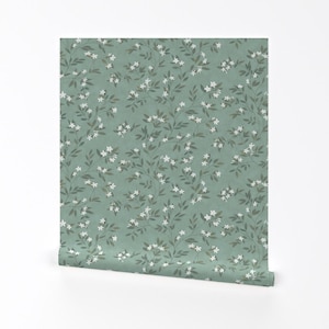 Jasmine Removable Peel and Stick Wallpaper - Dainty Floral Romantic Botanical - Wall Art Wall Decor - Delicate Jasmine by dana_duricekova