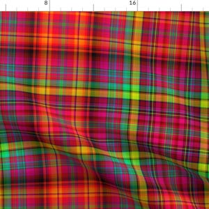 Red Plaid Geometric Fabric - Bright Fruity Tropical Plaid Madras Summer By Paysmage - Paysmage Cotton Fabric By The Yard With Spoonflower