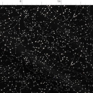 Lines In The Nights Sky Fabric - Constellations Black Background By Emmaallardsmith Dot To Dot Cotton Fabric By The Yard With Spoonflower