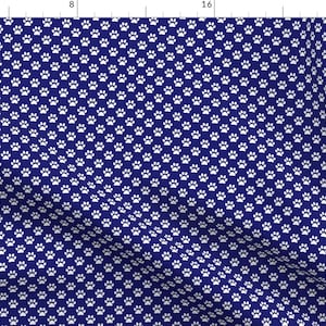 Paw Print Fabric - Half Inch White Paw Prints On Purple Blue By Mtothefifthpower - Dog Paw Foot Cotton Fabric By The Yard With Spoonflower