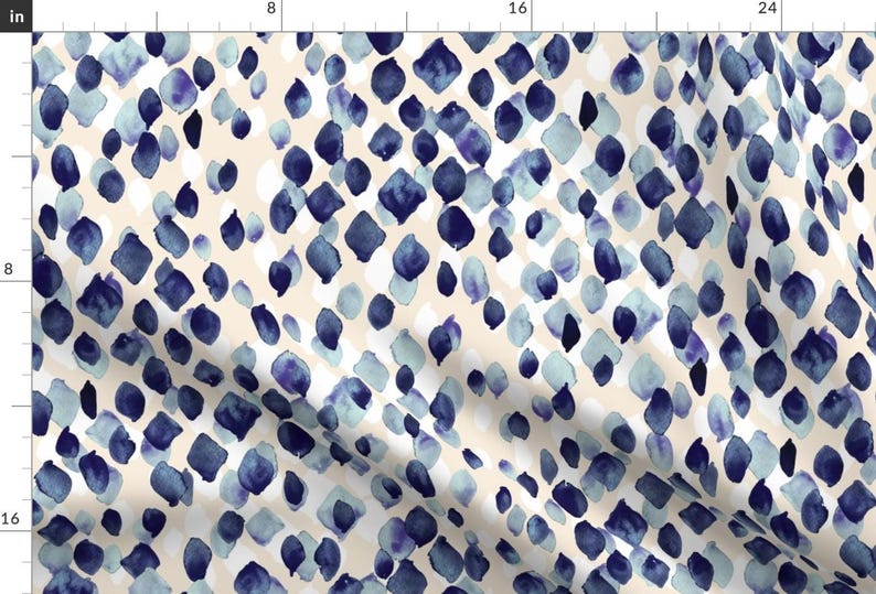 Abstract Indigo Blue Fabric - Indigo Rain By Crystal Walen - Indigo Blue Cotton Fabric By The Yard With Spoonflower image 1